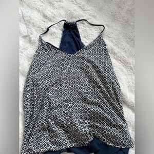 Banana Republic Navy and White Geometric Racerback Tank
